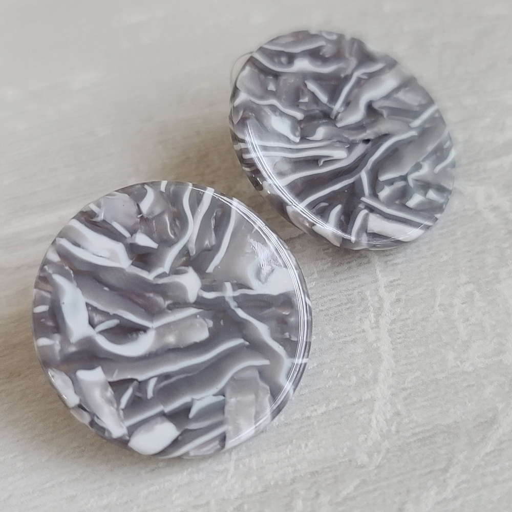 Acrylic Stud Earrings Geometric Gray Round